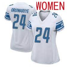 Women Detroit Lions #24 Amani Oruwariye Nike White Game NFL Jersey